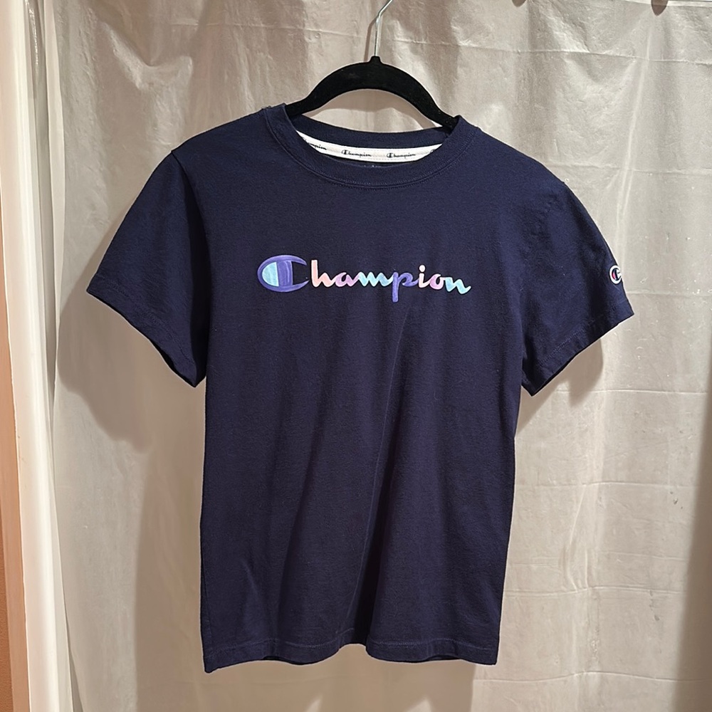 Champion Navy T-Shirt with Multicolor Logo